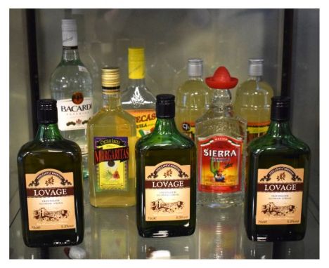 Wines &amp; Spirits - Nine assorted to include; Sierra Tequila, Carecas Tequila, Bacardi, Margueritas, Lovage etc  