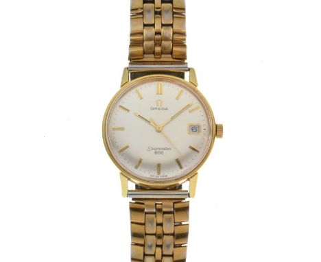 Gentleman's Omega Seamaster 600 stainless steel and gold plated wristwatch, the champagne dial with centre seconds, baton mar
