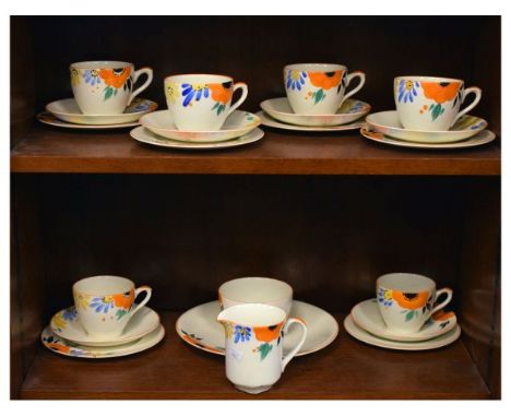 1930's period Myott's six person tea service having typical painted floral decoration  