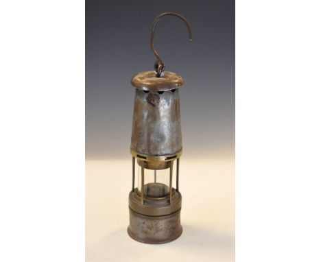 Miners safety lamp with oval plaque '18'  