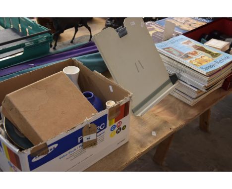 Sundry items to include various decorative ceramics, painted lead soldiers, book rest, collectors guide magazine and a large 