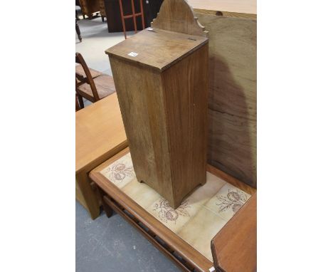 An early 20th century French hardwood baguette box and a 1970's tile top coffee table. 