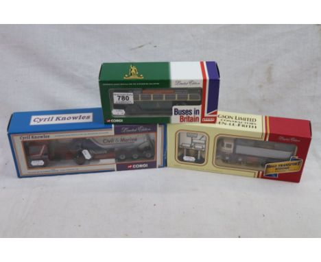 Three boxed Corgi 1:50 Limited Edition models to include 75901 Leyland DAF 85 Powder Tanker Cyril Knowles Ltd, CC10803 Foden 