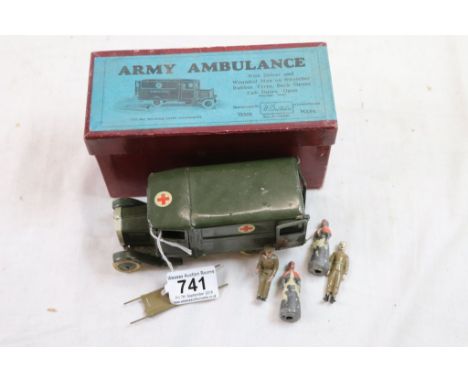 Boxed Britains 1512 Army Ambulance complete with driver and wounded man on stretcher plus two nurses, wear to tyres, some pai