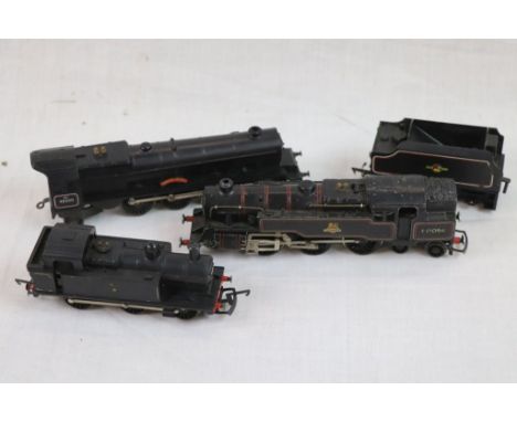 Hornby Dublo BR 2-6-4 80054 locomotive plus 2 Triang OO gauge engines to include Princess Victoria and Tank Engine, play worn