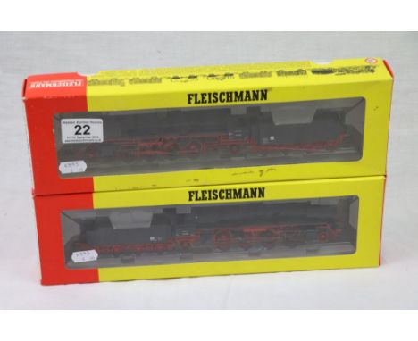 Two boxed Fleischmann OO gauge locomotives to include 4121 and 4133, both in black livery and excellent