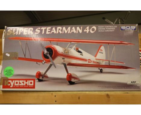 Boxed Kyosho Super Stearman 40 radio controlled engine powered scale model aircraft