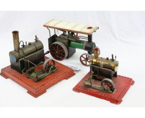 Three Mamod engines to include Steam Tractor TE1A and 2 stationary engines both with boilers