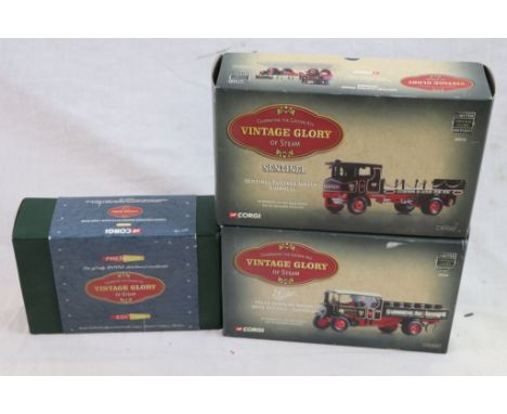 Three boxed Corgi 1:50 ltd edn Vintage Glory of Steam models to include Premium Edition CC20204 Foden Dropside Wagon with Sac