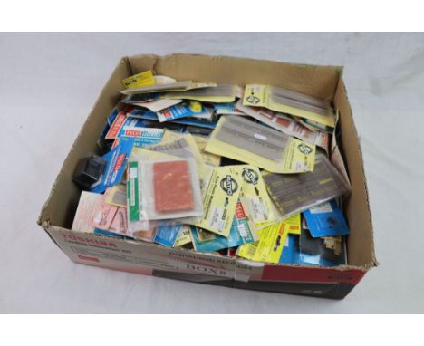 Quantity of OO gauge model railway accessories, carded or bagged, featuring Hornby, Peco, Bachmann, Ratio etc