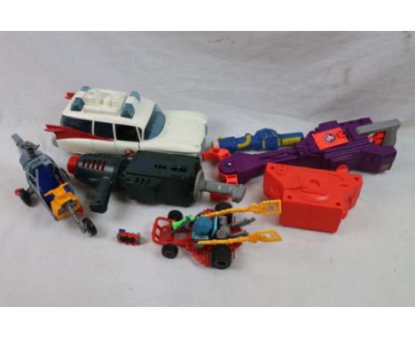 Group of original Kenner The Real Ghostbusters toys to include Fire Station, Ecto 1, Ecto 3, etc