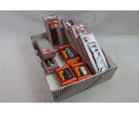 Nine boxed items of OO gauge rolling stock to include Lima x 6 and Hornby x 3 featuring R032 Hargreaves, R011 Fisons and R026