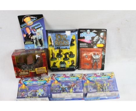 Seven carded/boxed figure set circa 1990/2000s to include Micro Machines Power Rangers serts x 3, Vivid Imaginations Space Pr