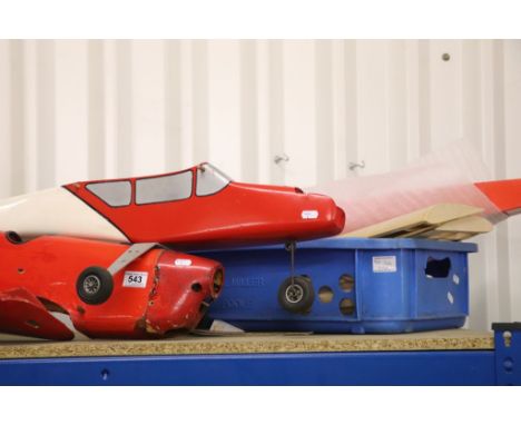 Three large r/c model planes in various part built, light wood, play worn condition plus a group of additional accessories fe