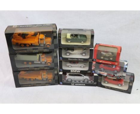 A collection of 10 boxed diecast toy cars to include 6 x city cruiser collection, 2 x Honda, BMW & Mercedes Benz.