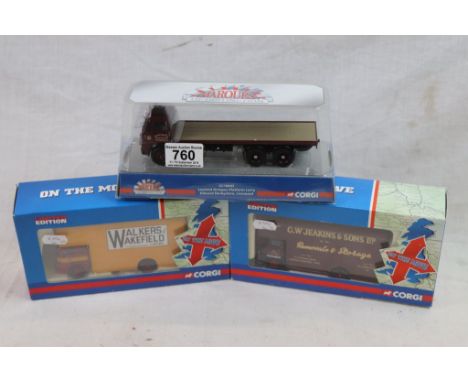 Three boxed Corgi 1:50 models to include On The Go x 2 (CC11003 Thames Trader Luton Van GW Jenkins & CC11412 Bedford TK Luton