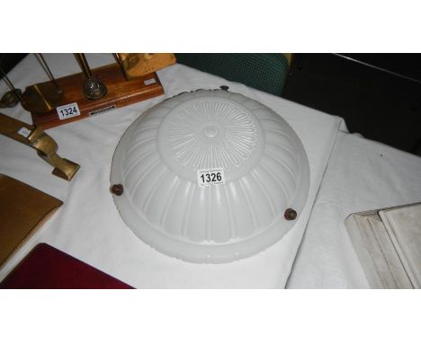 An Art Deco milk glass flycatcher lamp shade