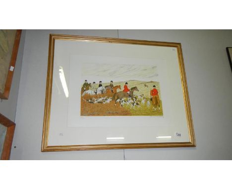 A signed limited edition lithograph 177/200 of Hunstmen and Hounds by Vincent Haddelsley (1934-2010) printed on the presses o