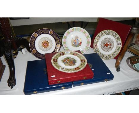 A Minton heraldic plate and 3 Spode heraldic plates