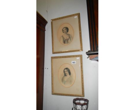 2 portrait prints of Victorian ladies
