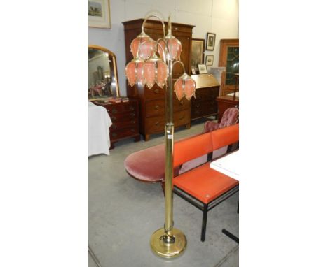 A brass 5 branch standard lamp