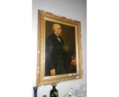 A lithograph portrait of Liberal Prime Minister and Chancellor of the Exchequer William Ewart Gladstone (frame a/f)