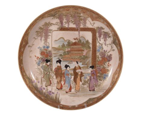 A Satsuma Pottery Saucer Dish, the circular body raised on a short ring foot   A Satsuma Pottery Saucer Dish,   the circular 