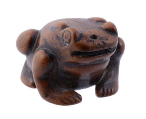 An unusual Chinese wood model of a Toad, probably 19th century   An unusual Chinese wood model of a Toad, probably 19th centu