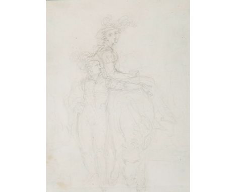 Richard Cosway (1742-1821) - A self-portrait of the artist and his wife, Maria  Graphite, on laid paper 21.5 x 17 cm. (8 1/2 