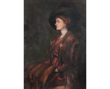 English School (19th Century) - Portrait of a lady, traditionally understood to be Vesta Tilley (1864-1952)  Oil on canvas 10