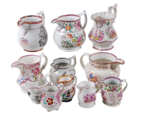A miscellaneous selection of British pottery jugs   A miscellaneous selection of British pottery jugs  ,  mostly first half 1
