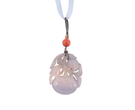 A Chinese lavender jade carved pendant, circa 1900-1920   A Chinese lavender jade carved pendant, circa 1900-1920,   carved w