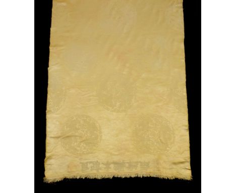 A long length of Chinese yellow silk , possibly a Katag offering shawl for...   A long length of Chinese yellow silk  ,  poss