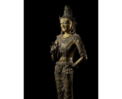 STATUETTE DE VAJRAPANI EN LAITON AVEC INCRUSTATION D'ARGENTTIBET CENTRAL, XIE/XIIE SIÈCLEHimalayan Art Resources item no. 183