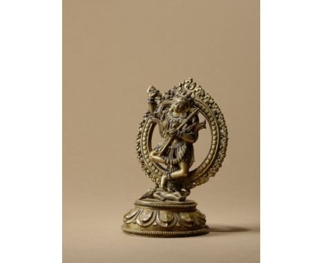 STATUETTE DE VAJRAYOGINI EN LAITON AVEC INCRUSTATION D'ARGENT ET DE CUIVRETIBET, XVIIE SIÈCLEHimalayan Art Resources item no.