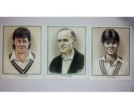 CRICKET, County Print trade selection (13), inc. Worcestershire, Middlesex, Derbyshire, Hampshire, Glamorgan, Sussex, Leicest