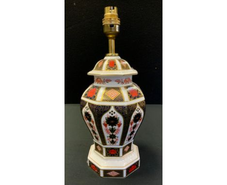 A Royal Crown Derby 1128 pattern hexagonal side light, 25cm high, printed mark (first) 