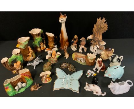 Decorative ceramics - Hornsea Fauna ware, ewers, posy vases;  Goebel wildlife series models, Hawfinch; etc 