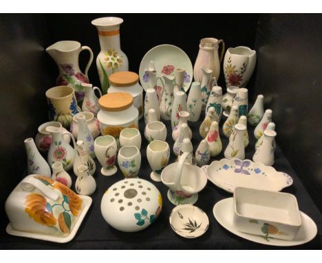 Kitchenalia and decorative ceramics - Radford pottery, butter dish, sugar and coffee canisters, ewers, vases, plates, etc 