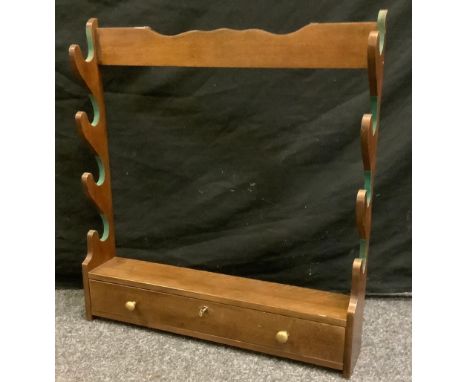 A 20th century mahogany stick rack, brass handles, 72cm high, 67cm wide, 12cm deep. 