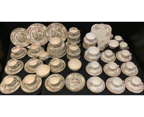Ceramics - Johnson Bros England Indian tree pattern part tea service, comprising thirteen cup, saucers, side plates, three bo
