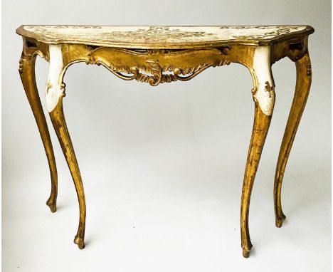 FLORENTINE CONSOLE TABLE, 20th century Italian carved pierced and incised giltwood, 107cm x 30cm x 86cm H. 