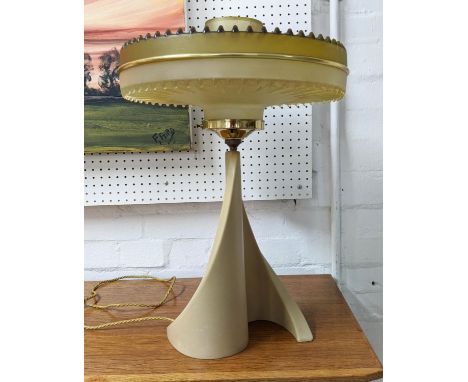 TABLE LAMP, 56cm H, vintage 20th century, perspex shade with gilt detail. 