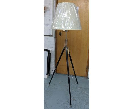 LAUREN RALPH LAUREN HOME TRIPOD FLOOR LAMP, 160cm H at tallest, with shade, height adjustable. (2) 
