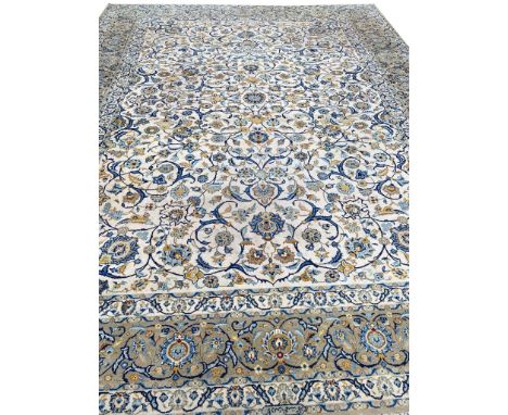 VINTAGE PERSIAN KASHAN CARPET, 355cm x 270cm. 