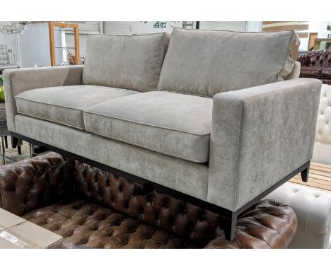 SOFA, 205cm x 95cm x 75cm, 205cm H, neutral upholstered with piped detail. 