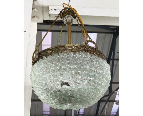 CEILING PENDANT LIGHT, 45cm drop approx, gilt metal, clear glass detail 