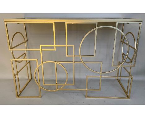 CONSOLE TABLE, 1950's Italian design, gilt metal and mirrored top, 80cm x 120cm x 41cm. 