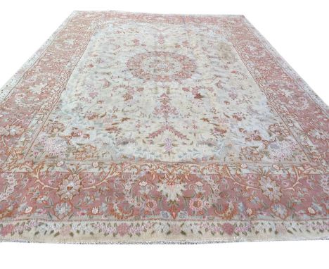 FINE PART SILK PERSIAN TABRIZ CARPET, 348cm x 250cm. 