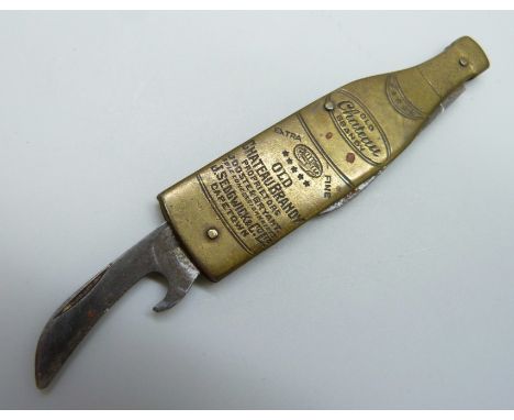 A vintage advertising bottle opener/knife, 'Old Chateau Brandy', Sedgwick &amp; Co., Cape Town